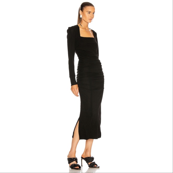 Ganni Dresses & Skirts - GANNI Ruched Long Sleeve Viscose Jersey Dress